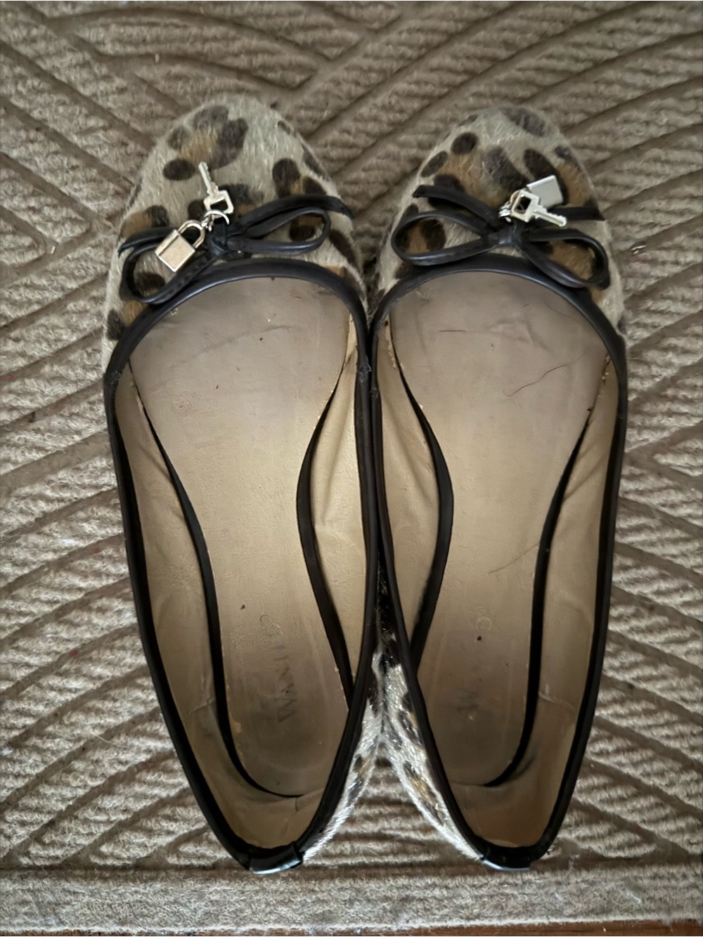 Leopard Print Ballet Flats with Lock & Key Charm. 7.5